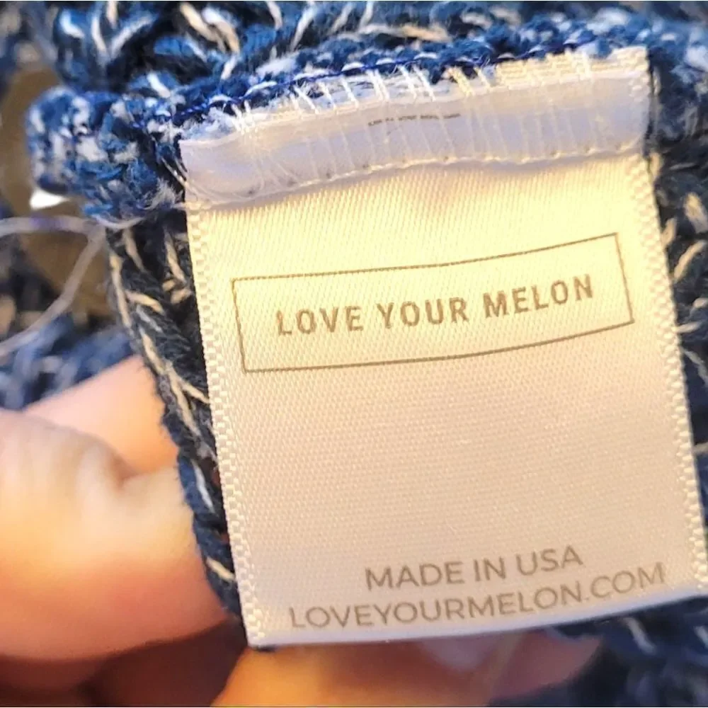 Love Your Melon Unisex Heathered Blue Removable Pom Pom Hat OS